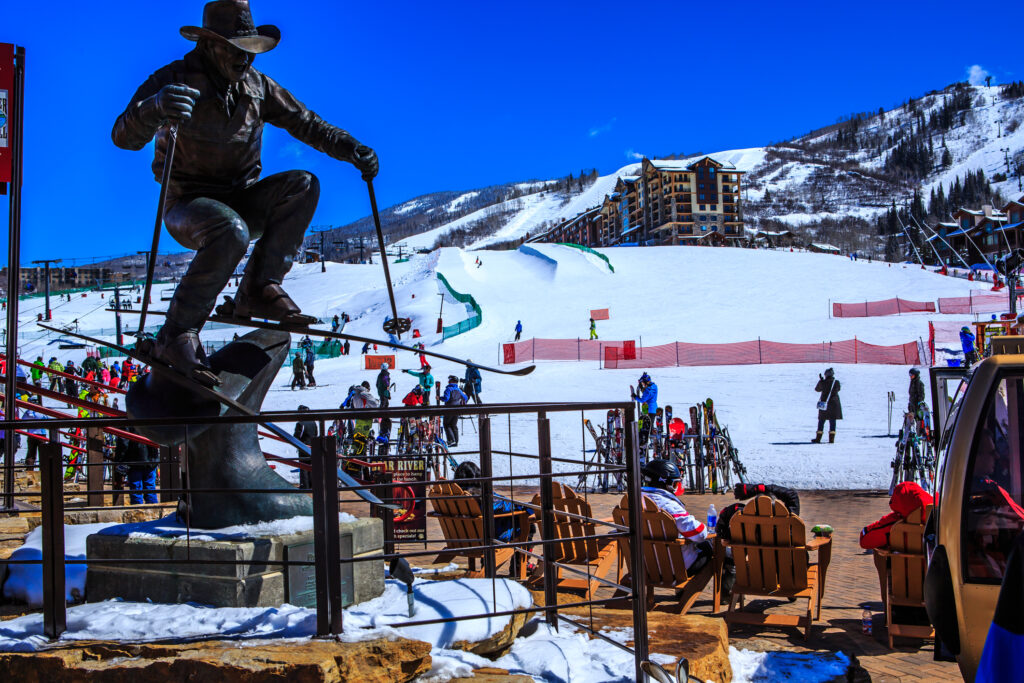 Statue of Buddy Werner at Steamboat Springs Ski Resort.