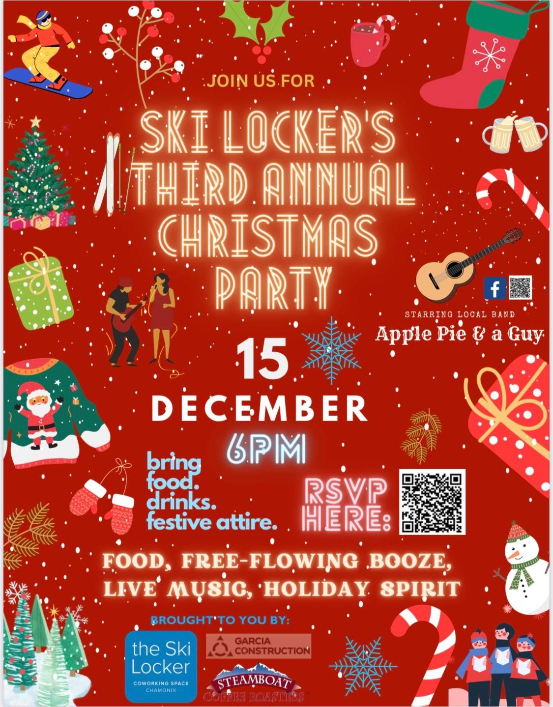 Ski Lockers third annual christmas party poster - December 15, 6pm