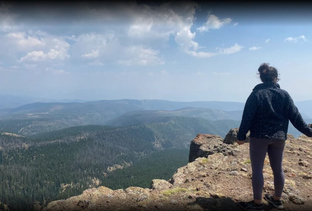 A woman hiking on Elk Mountain