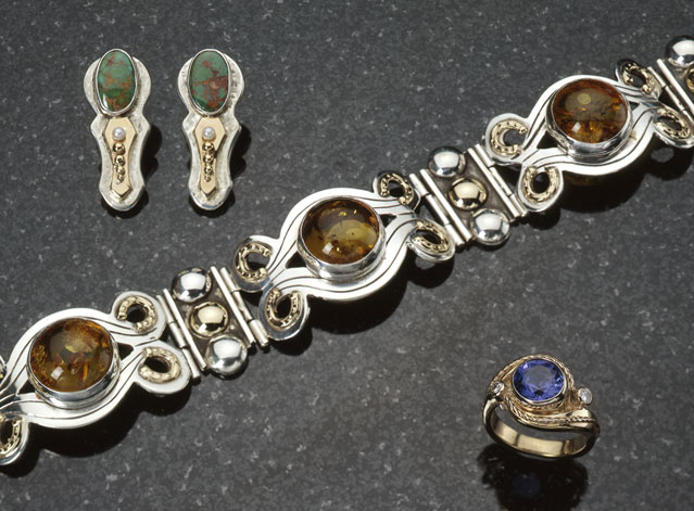 Silver jewelry with colorful stones