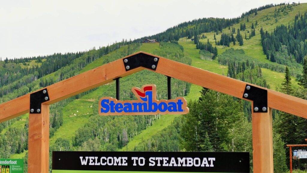 A 'welcome to Steamboat' sign