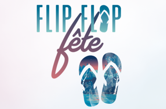 Poster for the flip flop fete with a graphic of two flip flops