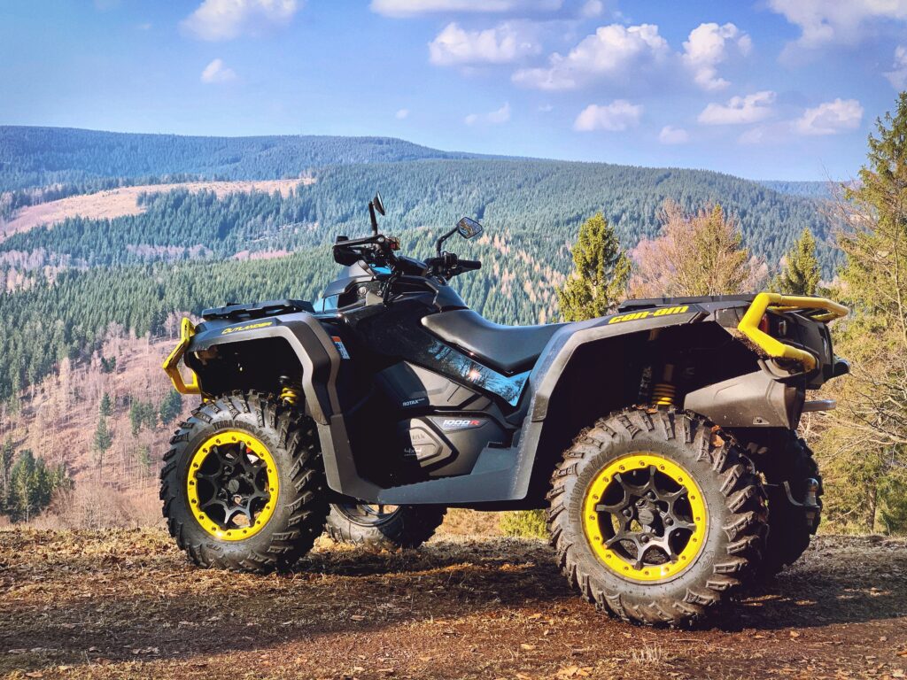 An ATV overlooking a mountain