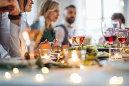 A group enjoying a party and eating food