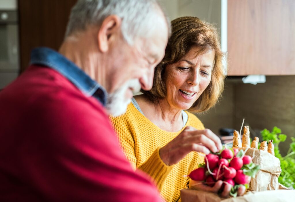 A couple cooking together