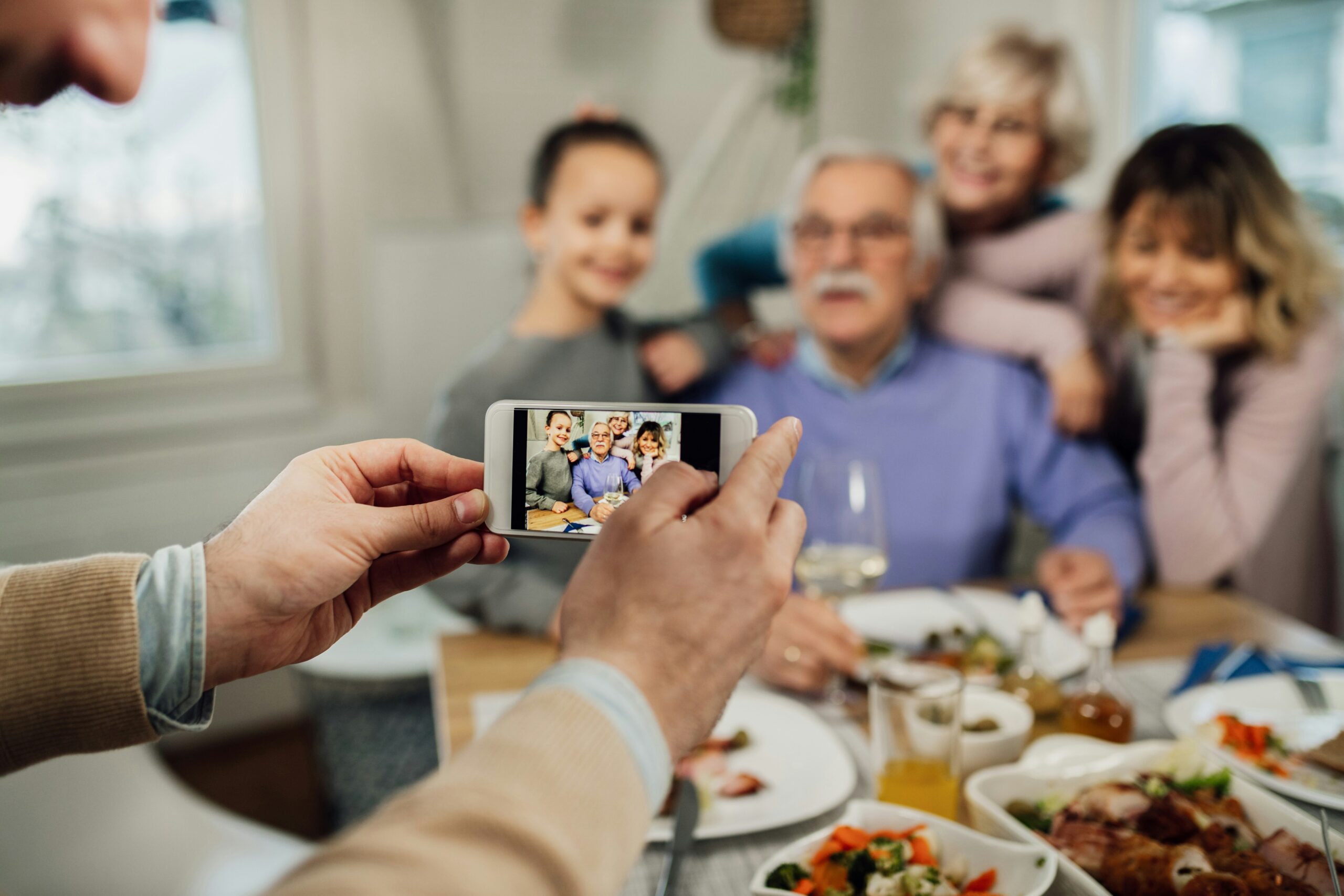 A family taking a photo together