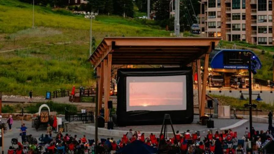 A movie playing on Steamboat Stage
