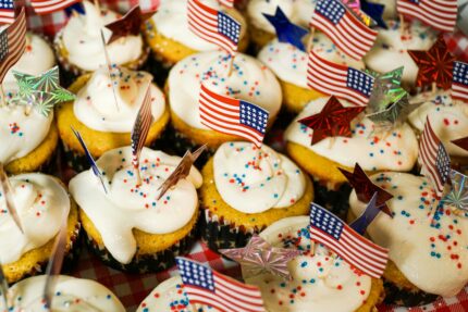 Cupcakes decorated with American flags