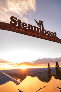 "Steamboat" sign in the sunset