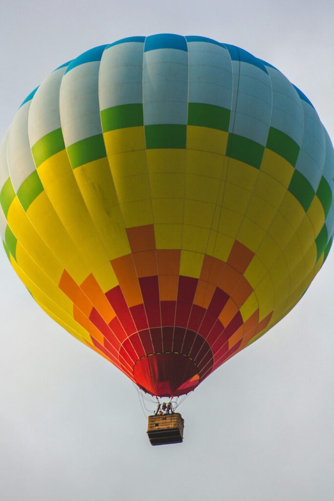 Hot air balloon in the sky. A great way to see the fall leaves in Steamboat Springs.