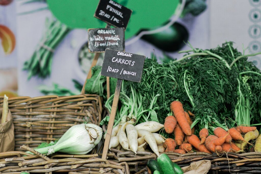 Fresh vegetables at a local farmer's market in Steamboat Springs