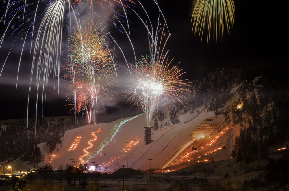 Fireworks display and LED light show on Howelsen Hill