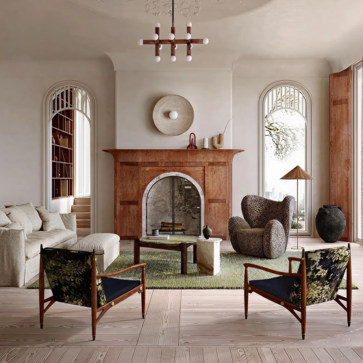 Bright Solstice interior with arched windows and natural light.