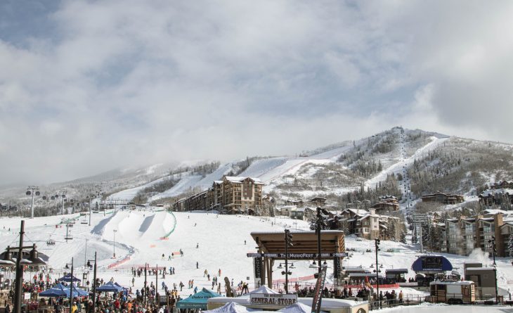 Steamboat Resort base area in the winter. Their Opening Day is an exciting event in Steamboat Springs in November