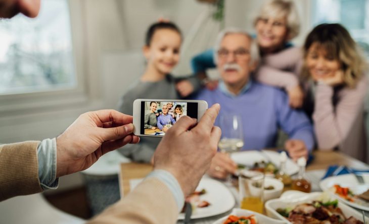 A family taking a photo together