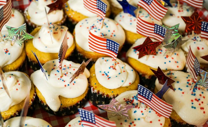 Cupcakes decorated with American flags